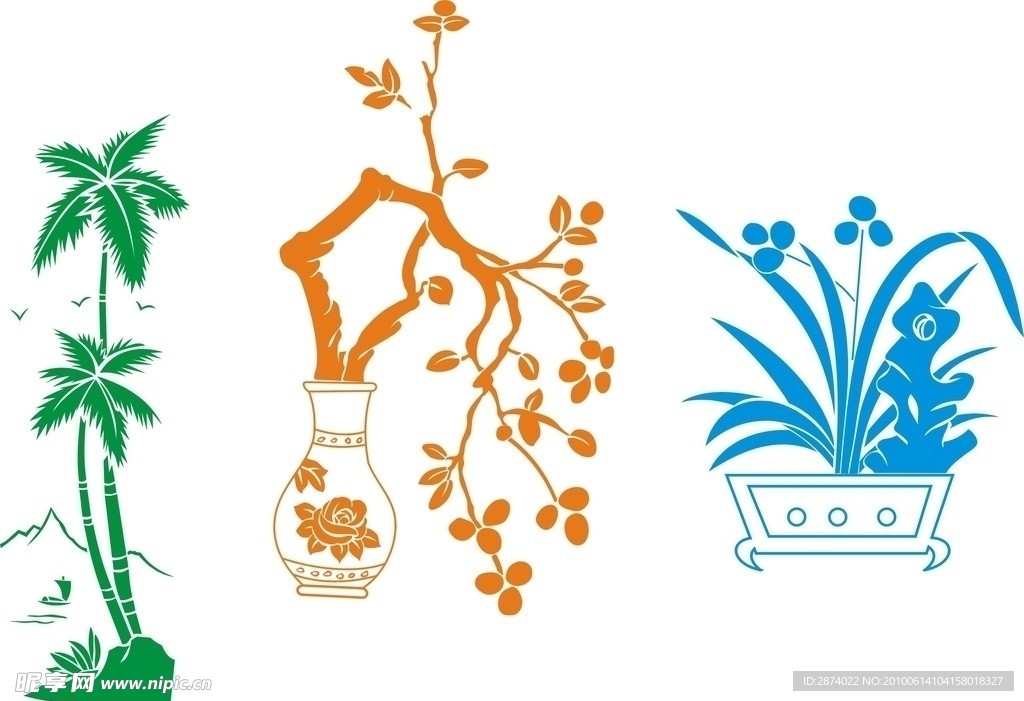 矢量手描植物