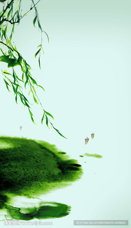 国画 春江帆影图