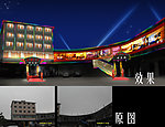 室外亮化效果图 娱乐城夜景 雷射灯光