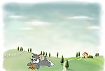 家门口嬉戏玩耍的小猫咪与小老鼠