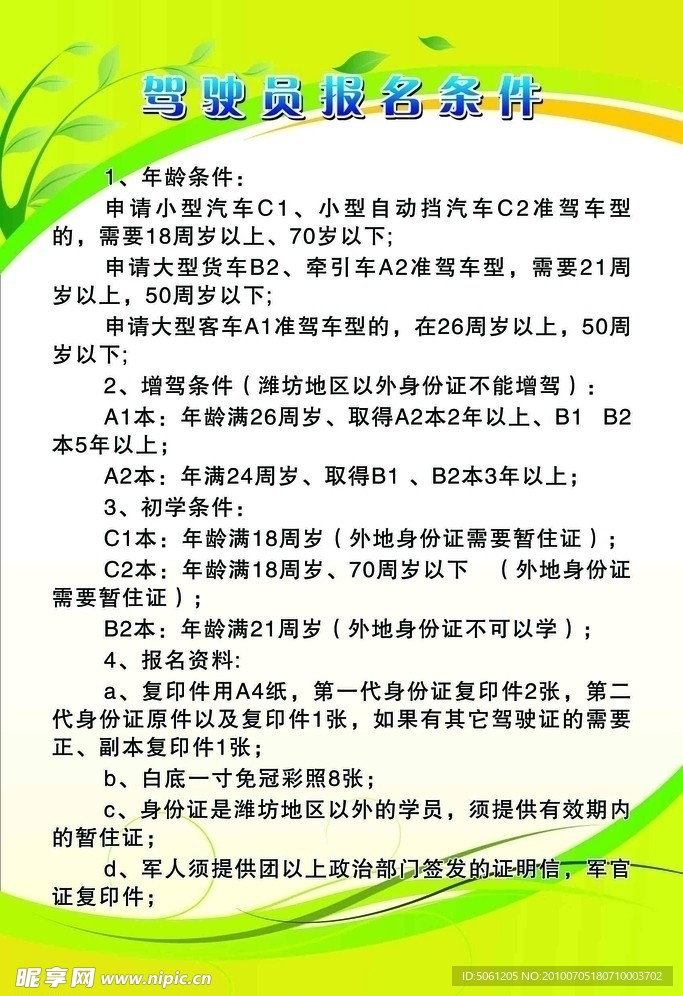 驾驶员报名条件