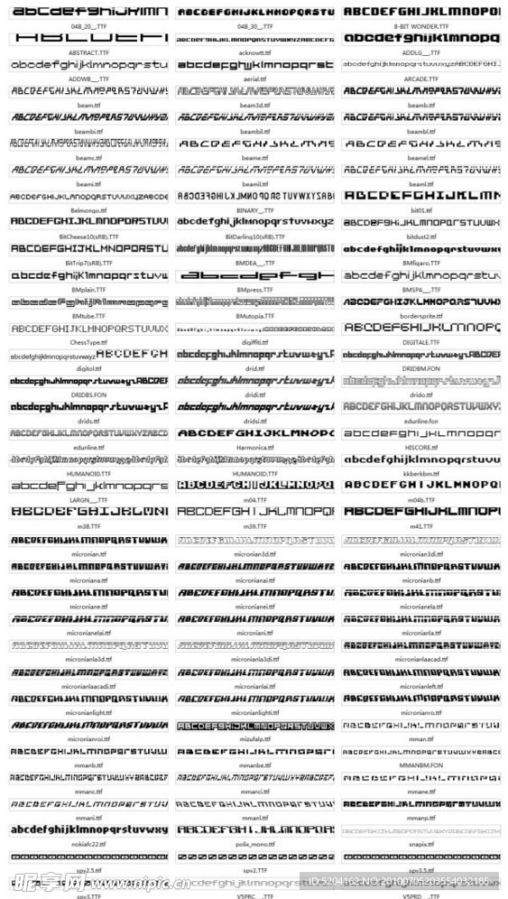 103款实用的像素英文字体