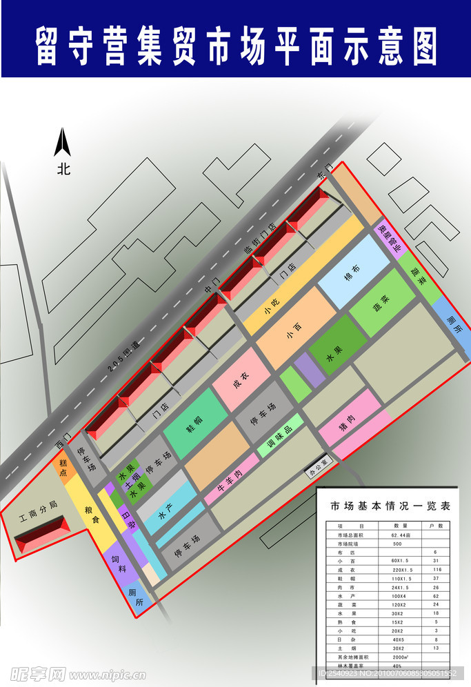 留守营集贸市场平面示意图