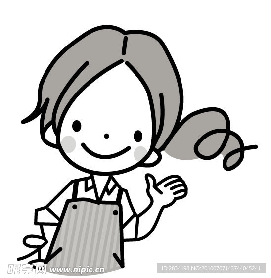 卡通 小女孩 招手