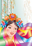 俄罗斯民族少女矢量素材