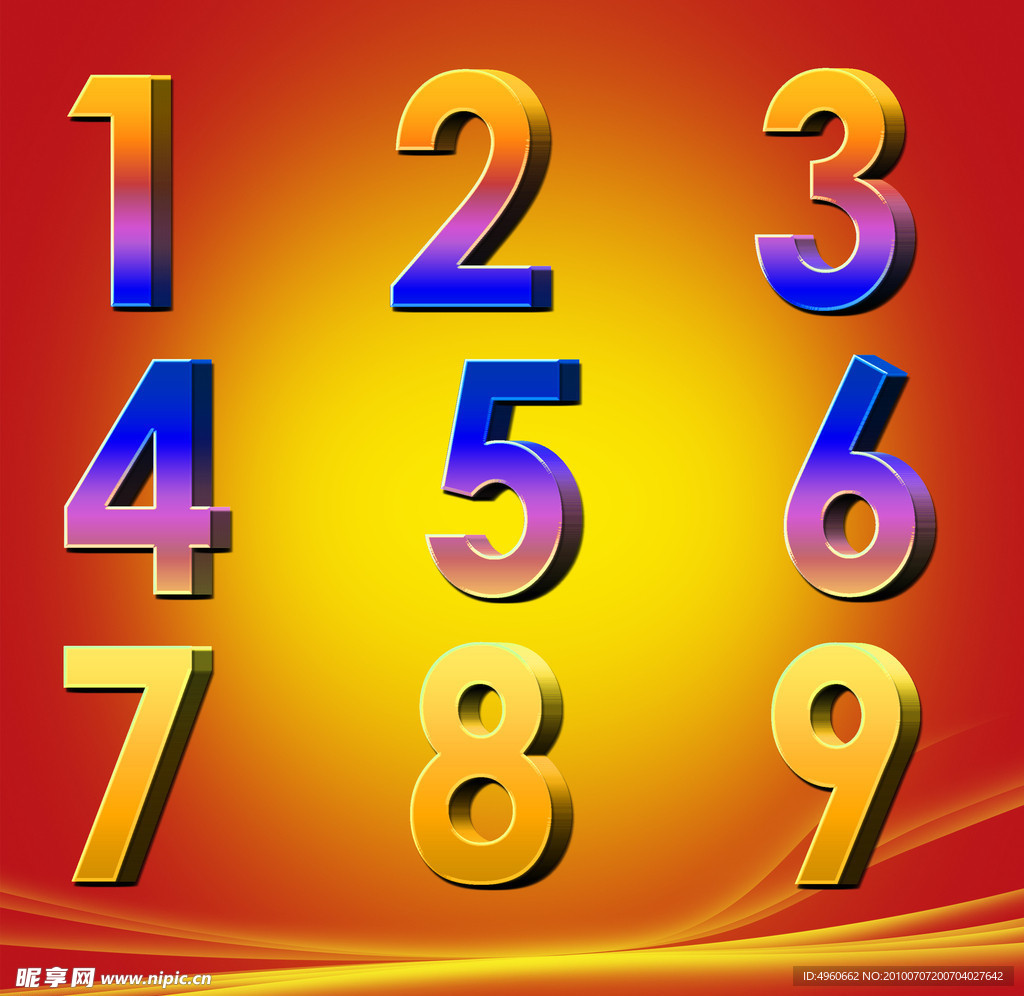 立体数字 3d数字 3d 阿拉伯数字 3D立体金色数字123456789