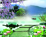山水荷花风景图