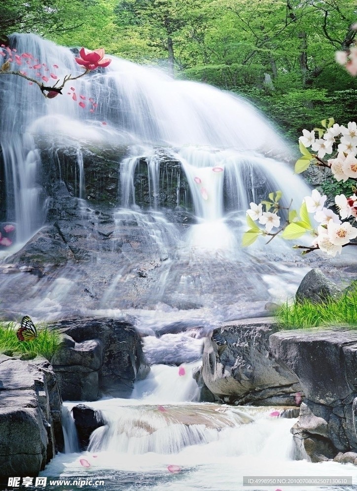 瀑布 山水 风景