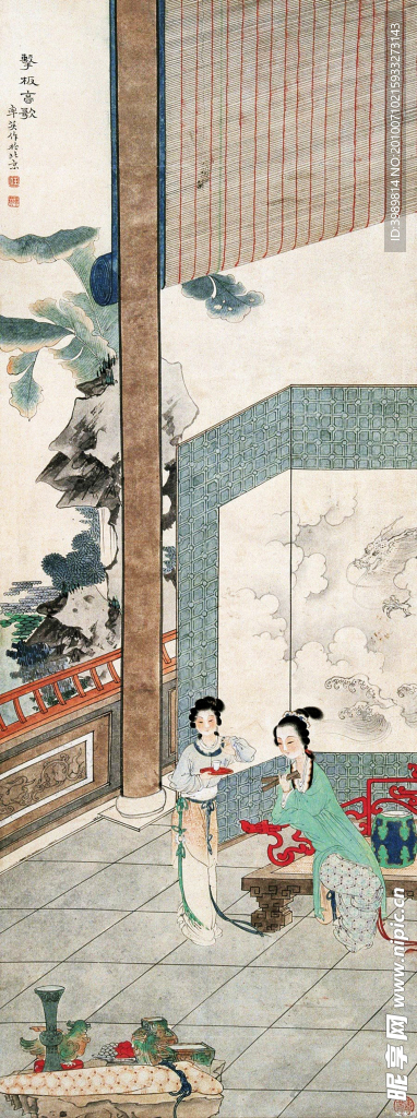 任率英 击板高歌 立轴