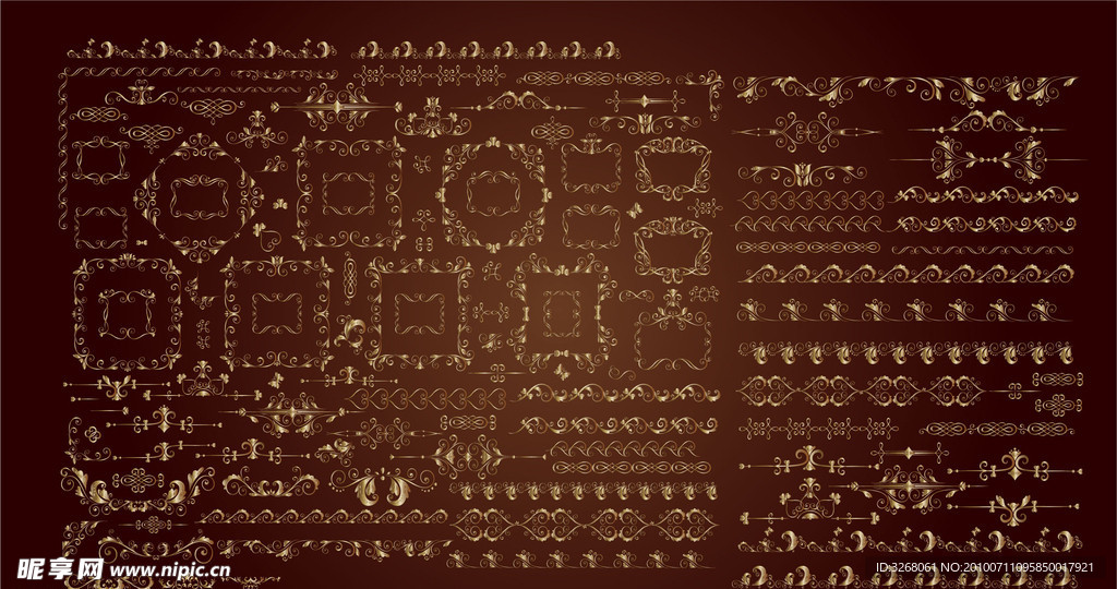 矢量金色花边100例