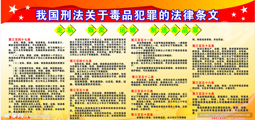 禁毒犯罪的法律条文