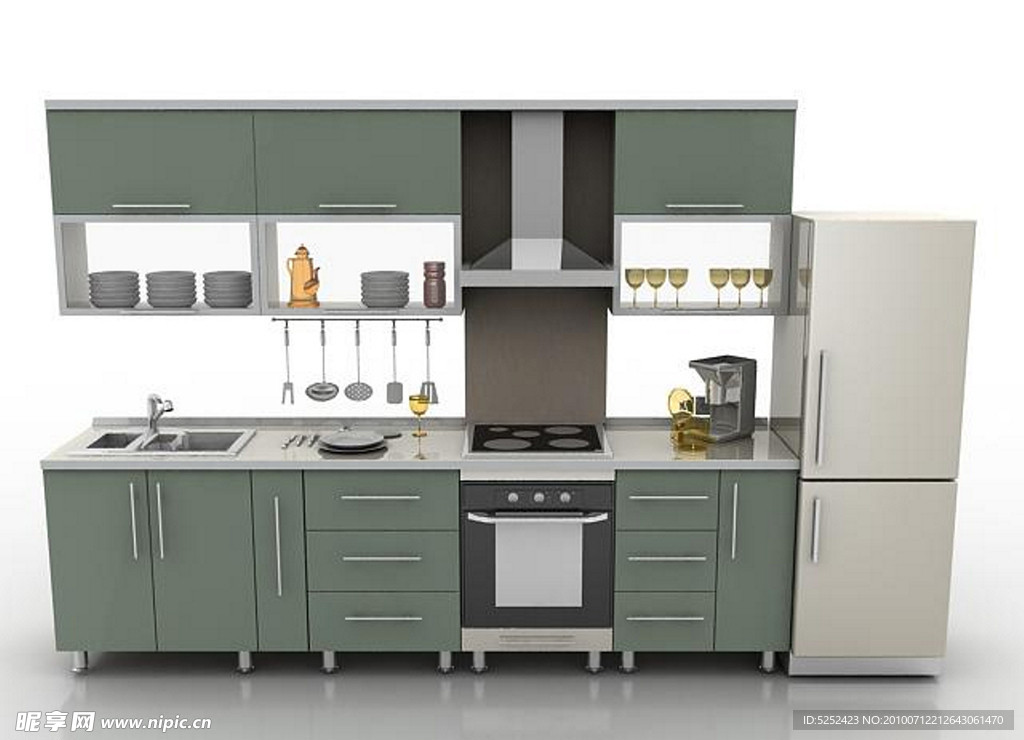 时尚现代厨房3D模型素材
