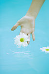 水中手托鲜花