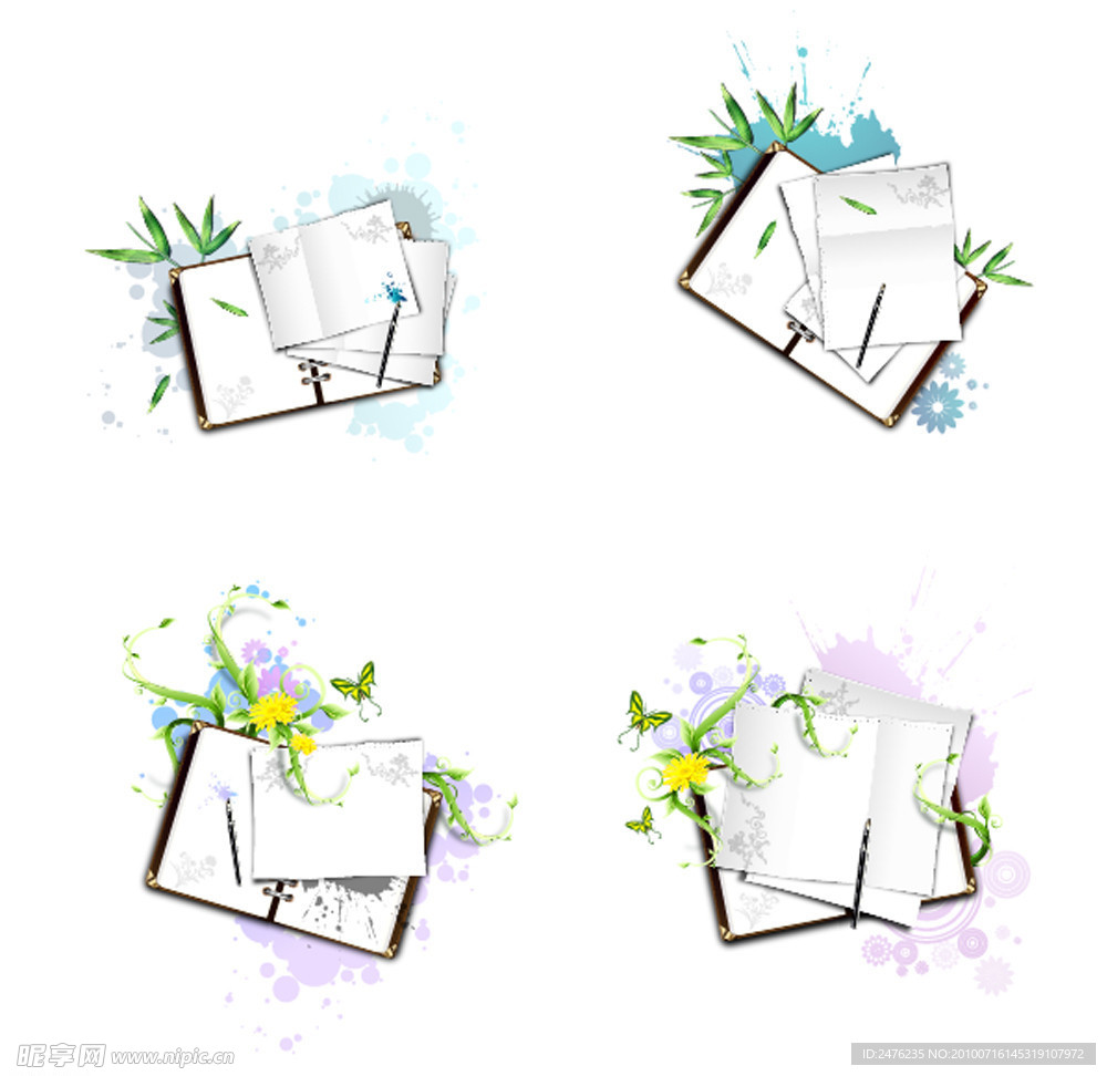墨迹笔记本花纹矢量素材