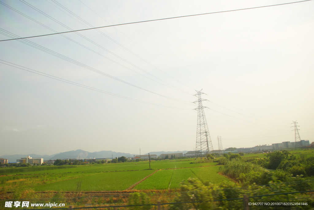 高压输电电线 田园