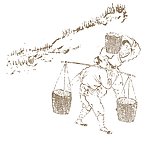 背箩筐的古人