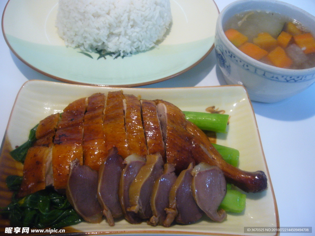 烧鸭腿鸭肾饭