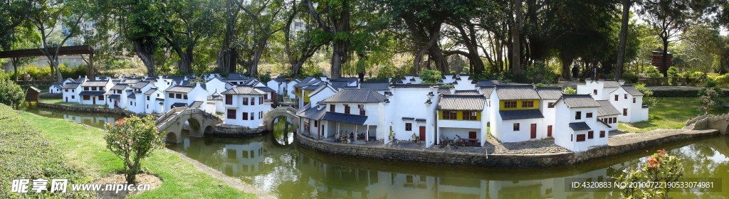 水乡小镇180度全景