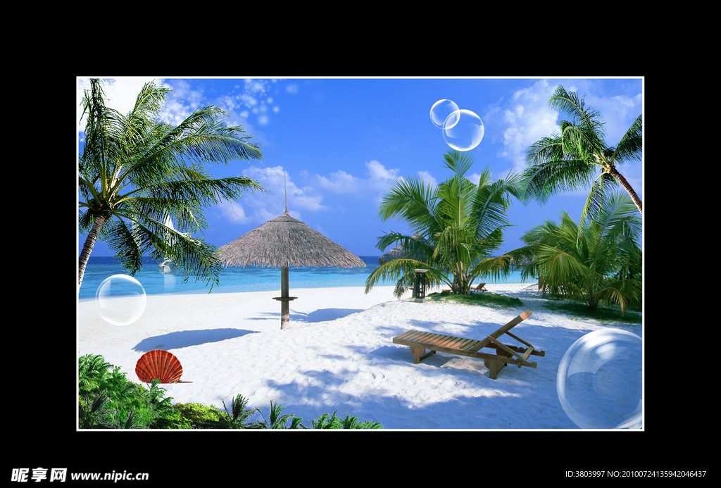 风景沙滩大海椰树
