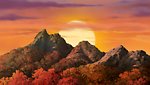 动画背景 山 落日