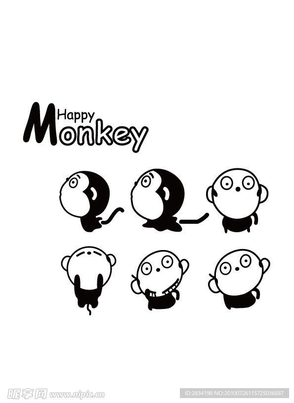 可爱猴 表情 monkey 墙贴 开关贴