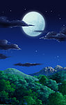 动画背景 月夜