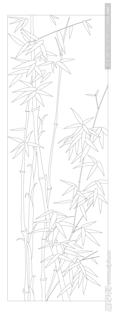 梅兰竹菊白描线条竹