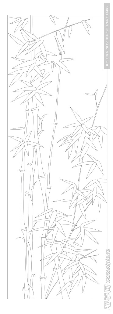 梅兰竹菊白描线条竹