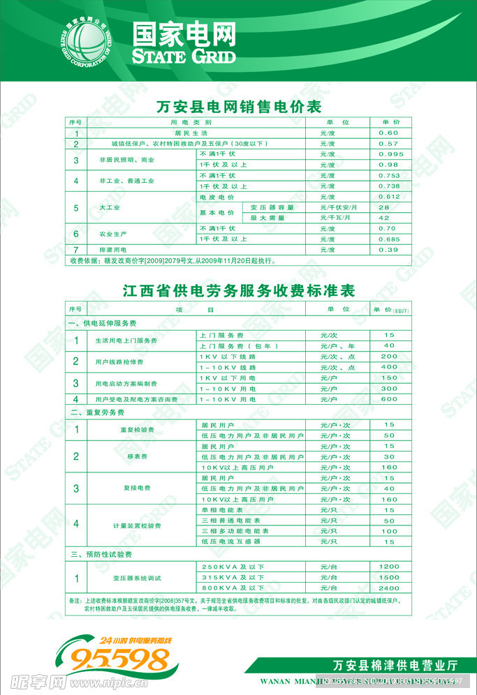 供电公司收费标准