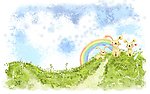 水彩漫画风景