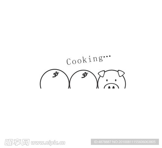 墙贴 矢量图 cooking 小猪