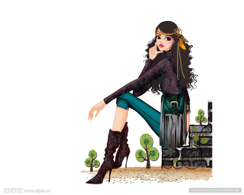 手绘时尚美女