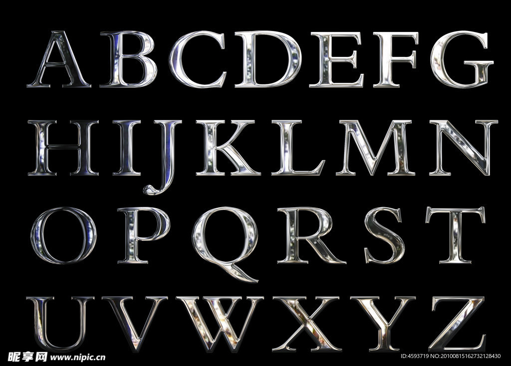 银字 钛金字母 字母