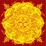 中国风格剪纸红双喜