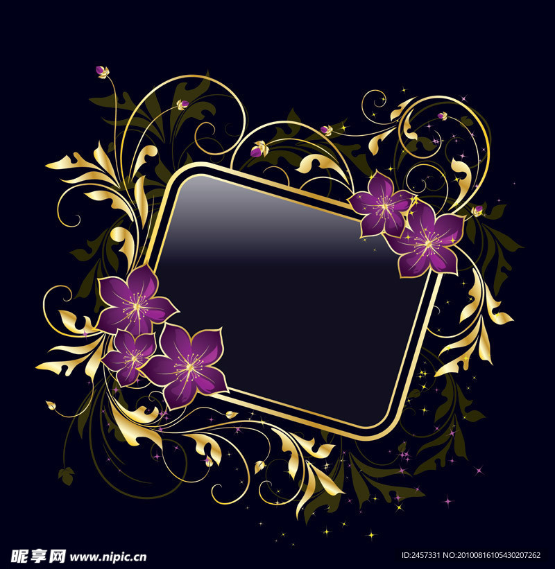 古典花纹 紫色花朵