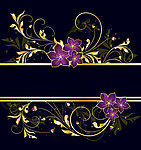 金色花纹 紫色花朵