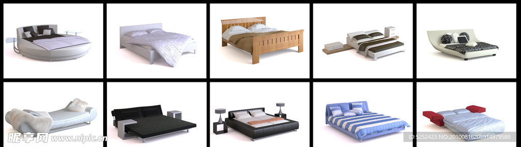 十款精美床模型