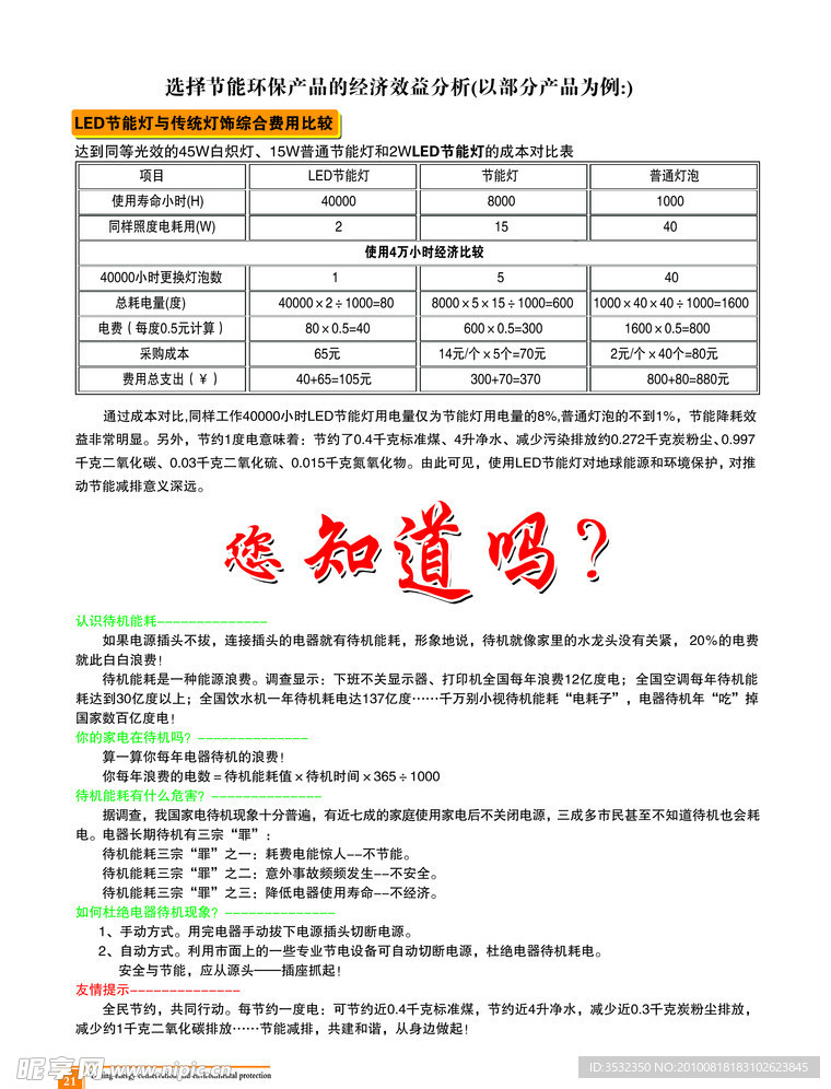 节能减排 我行动 宣传册