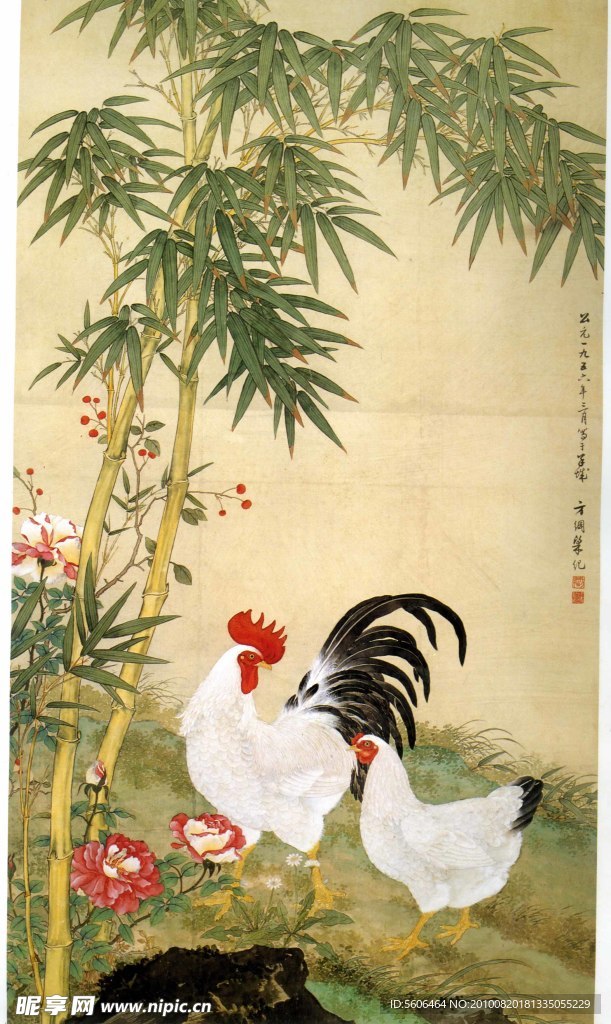 国画 竹 鸡 花鸟