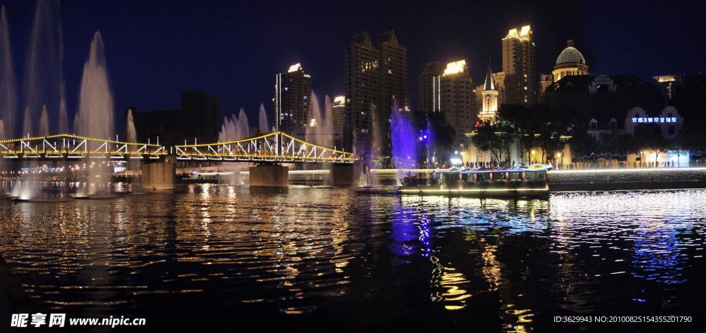 海河夜彩喷泉