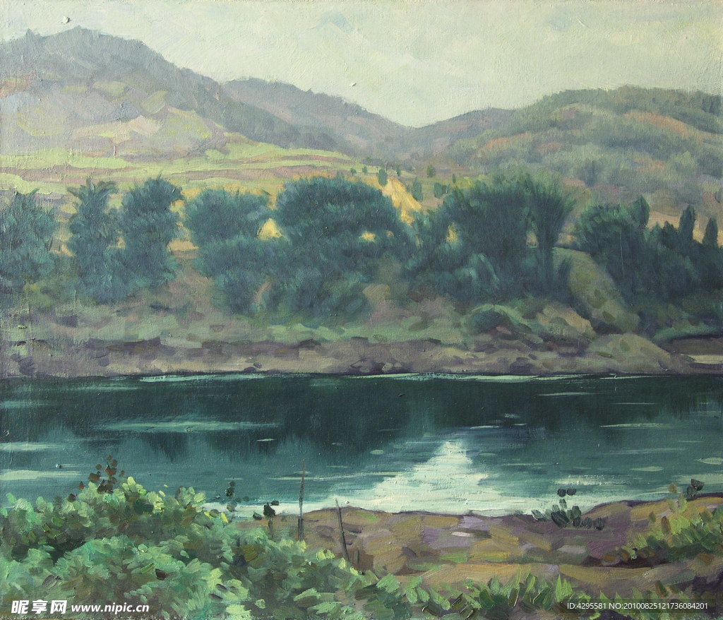 油画《南盘江边》