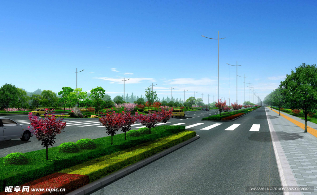 道路绿化效果图
