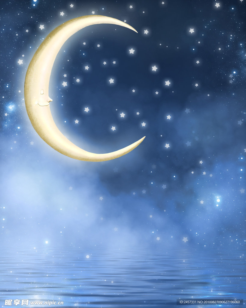 梦幻背景 弯月 星星