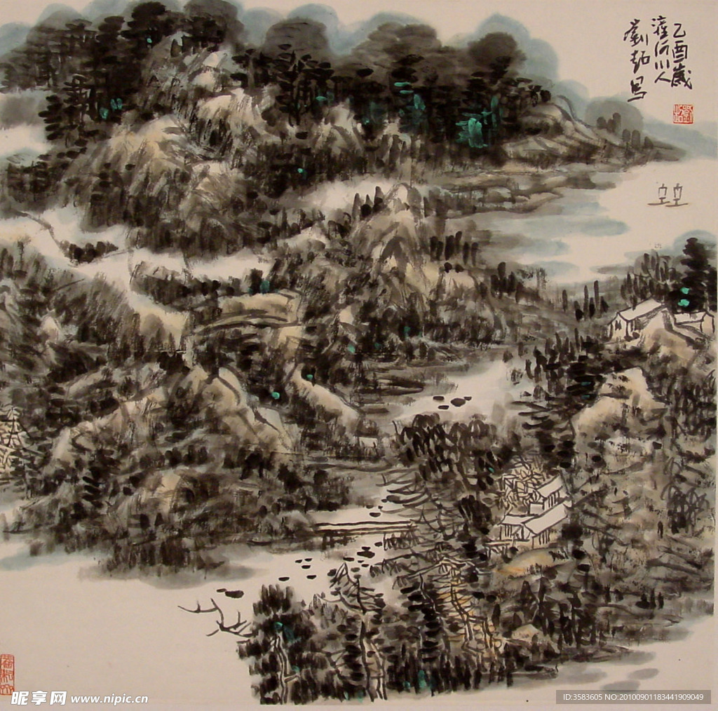 山水画 水 山 树