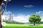 蓝天白云绿草地