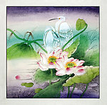 国画 花鸟画 荷叶