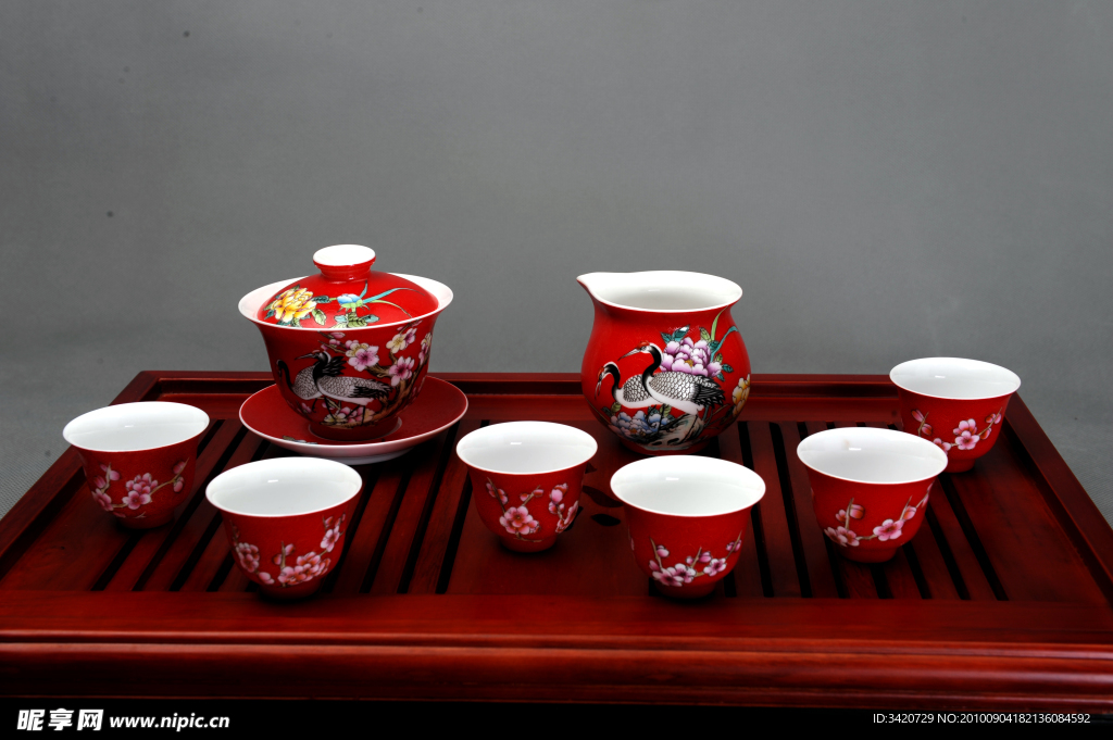 《仙鹤》功夫茶具图