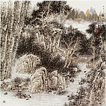 秋江对饮图