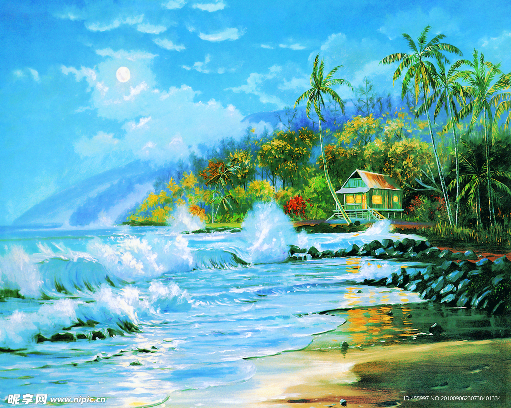 油画 手绘油画 海边风光(50x40厘米)