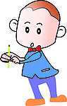 卡通人 小朋友学写字